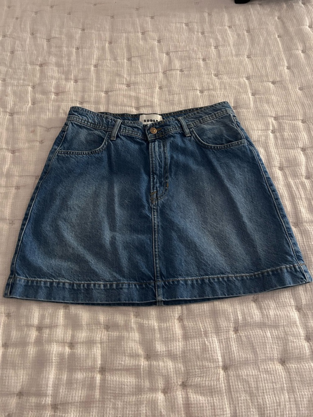 Boden Blue Denim Mini Skirt